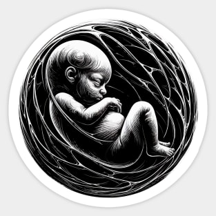 Monochromatic Black And White Embryology Outline Sticker